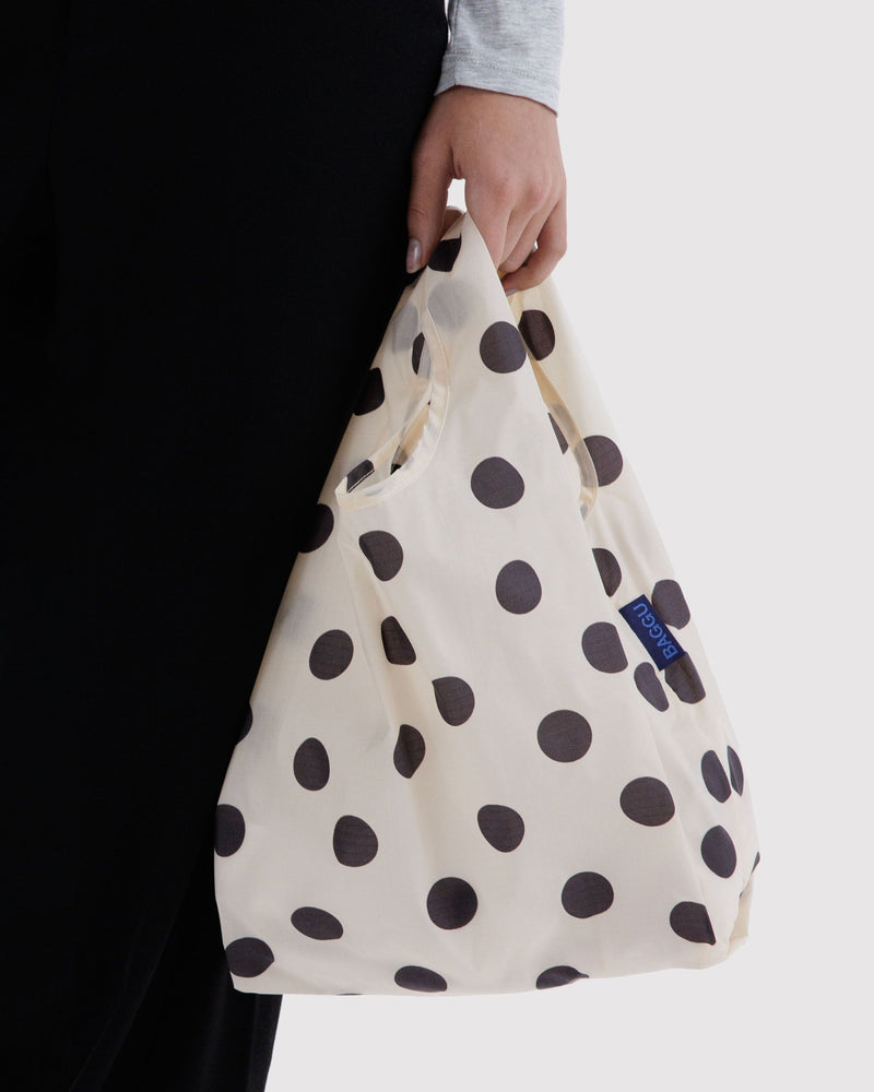 Baby Baggu Reusable Shopping Bag - Cream and Black Polka Dot