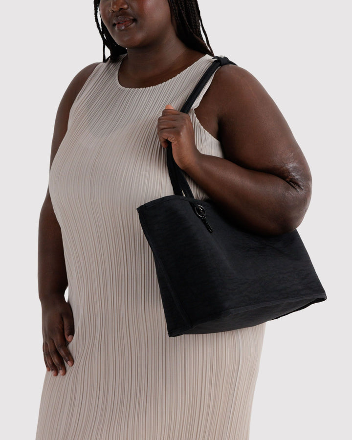 Medium Nylon Reversible Tote Bag - Black Leopard Mix