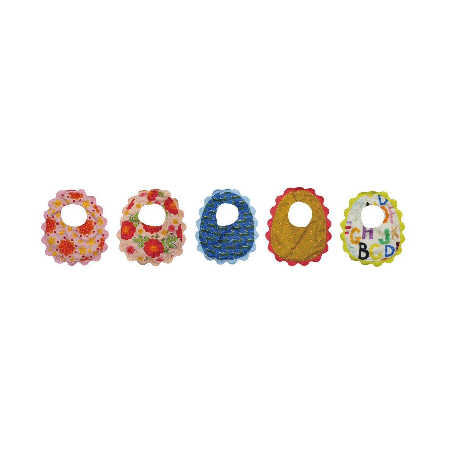 Cotton Terry Cloth Colorful Scalloped Trim Baby Bib