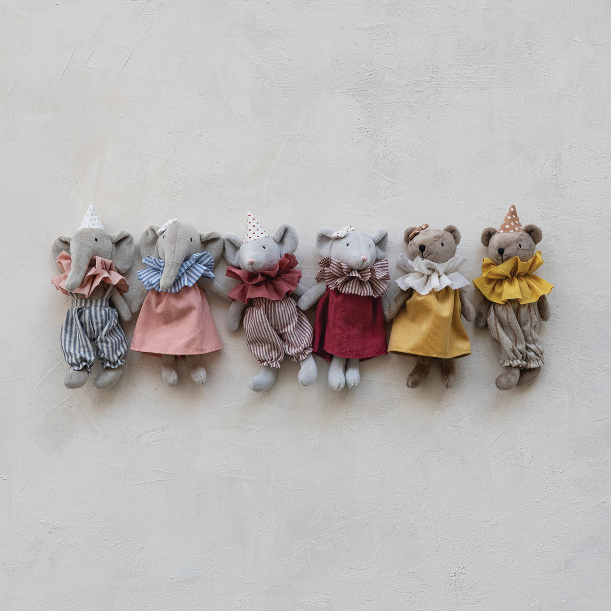 Plush Animal in Ruffle Collar & Clothes