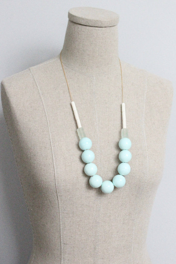 Celadon Ceramic Beaded Chunky Statement Necklace