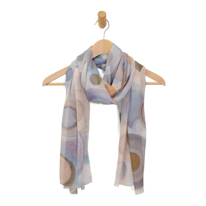 Overlapping Circle Collage Modern Print Lightweight Scarf - Neutrals/Pastels