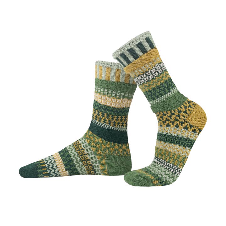 Colorful Mismatched Cotton Crochet Crew Socks Fiddlehead