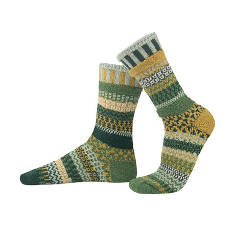 Colorful Mismatched Cotton Crochet Crew Socks Fiddlehead