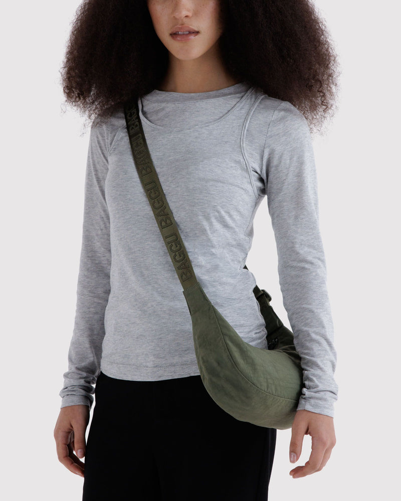 Small Nylon Crescent Bag - Caper