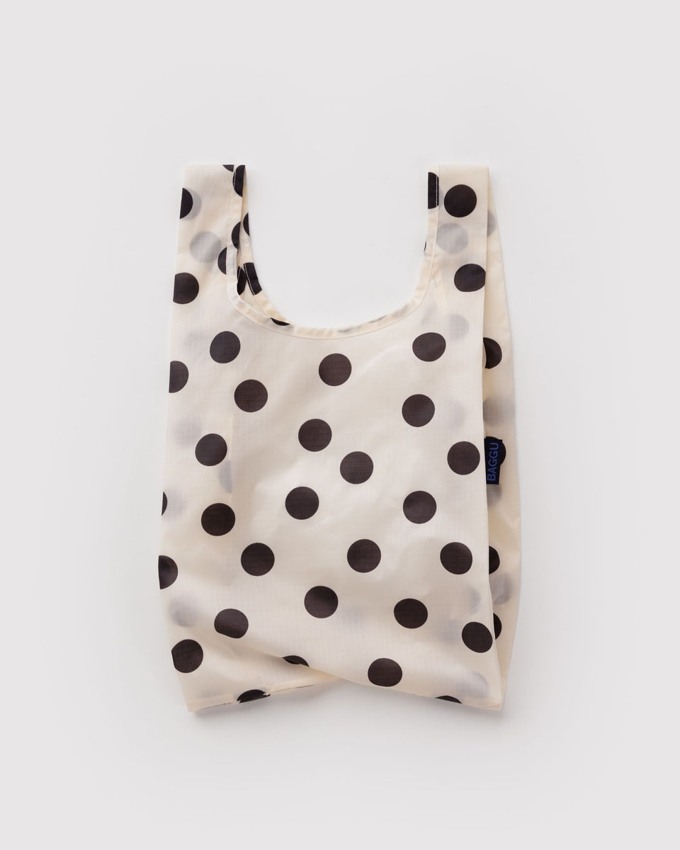 Baby Baggu Reusable Shopping Bag - Cream and Black Polka Dot