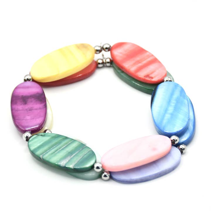 Fruit Salad Oval Mother of Pearl Double Strand Bracelet