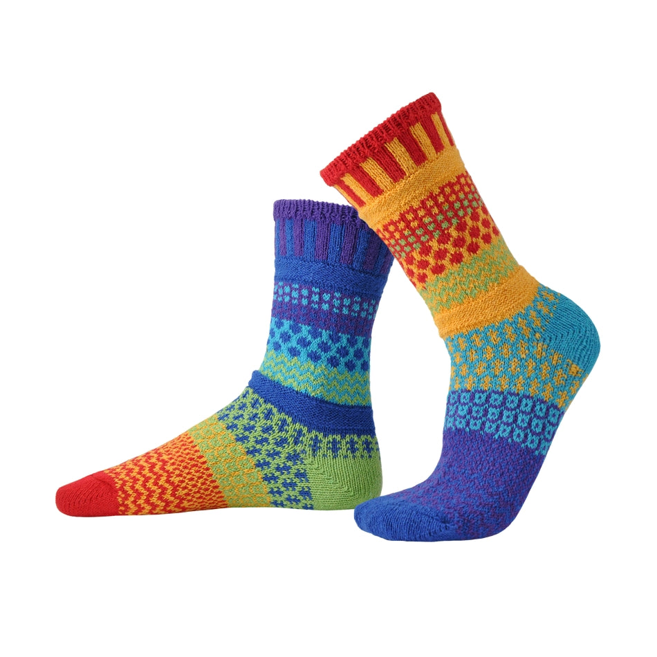 Colorful Mismatched Cotton Crochet Crew Socks