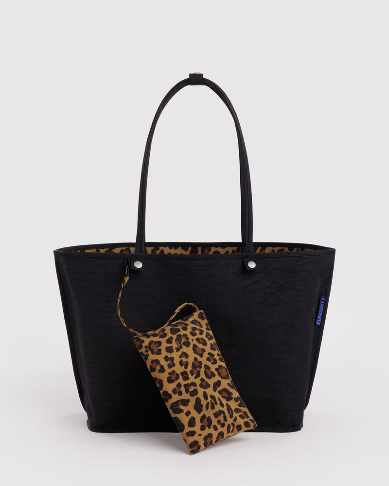 Large Nylon Reversible Tote Bag - Leopard Mix