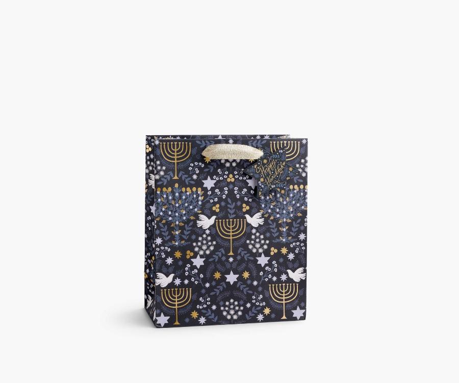 50% Off Final Sale - Laurel Menorah Hannukah Holiday Gift Bag