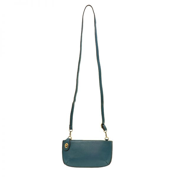 Vegan Leather Mini Crossbody Clutch - Peacock Blue