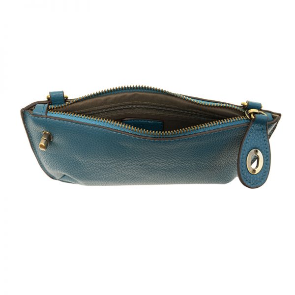 Vegan Leather Mini Crossbody Clutch - Peacock Blue
