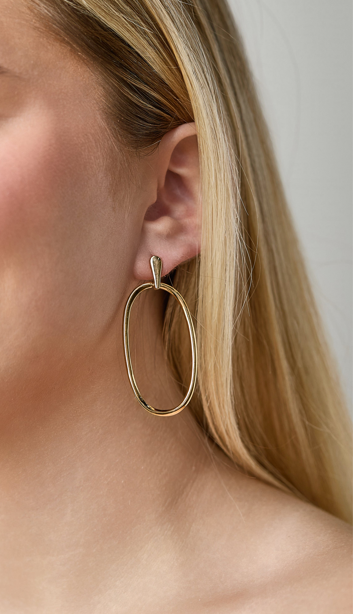 Large Open Oval Drop Earrings