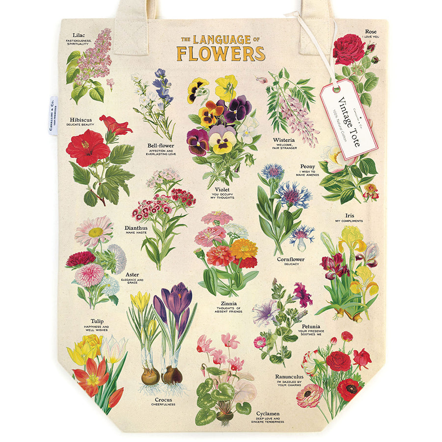 Vintage Canvas Tote Bag - Language of Flowers