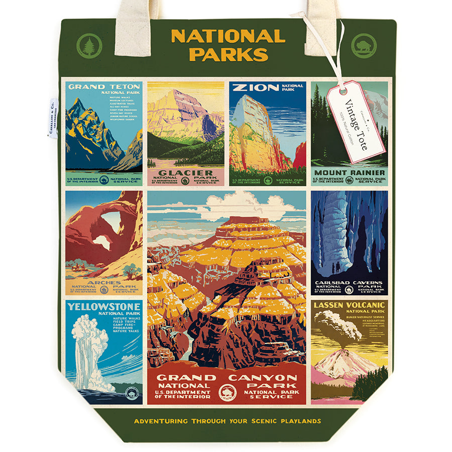Vintage Print Canvas Tote Bag - National Parks Posters