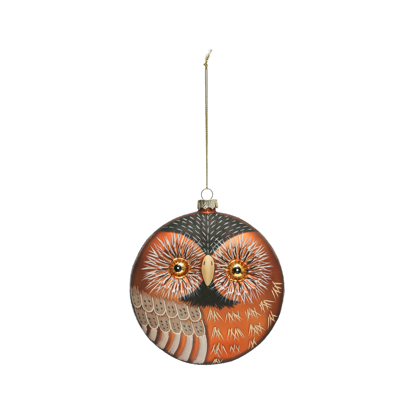 Hand Painted Glass Round Owl Ornament