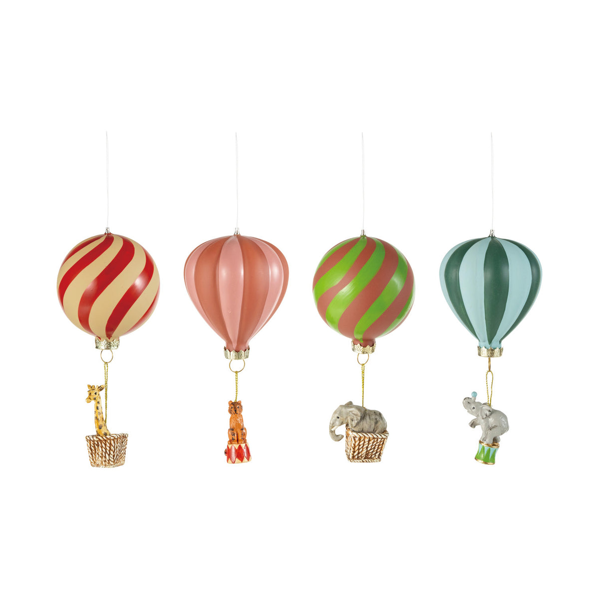 Painted Animal Riding in Hot Air Balloon Ornament