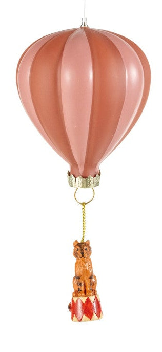 Painted Animal Riding in Hot Air Balloon Ornament