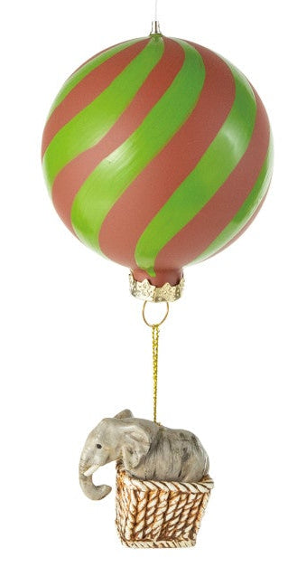 Painted Animal Riding in Hot Air Balloon Ornament