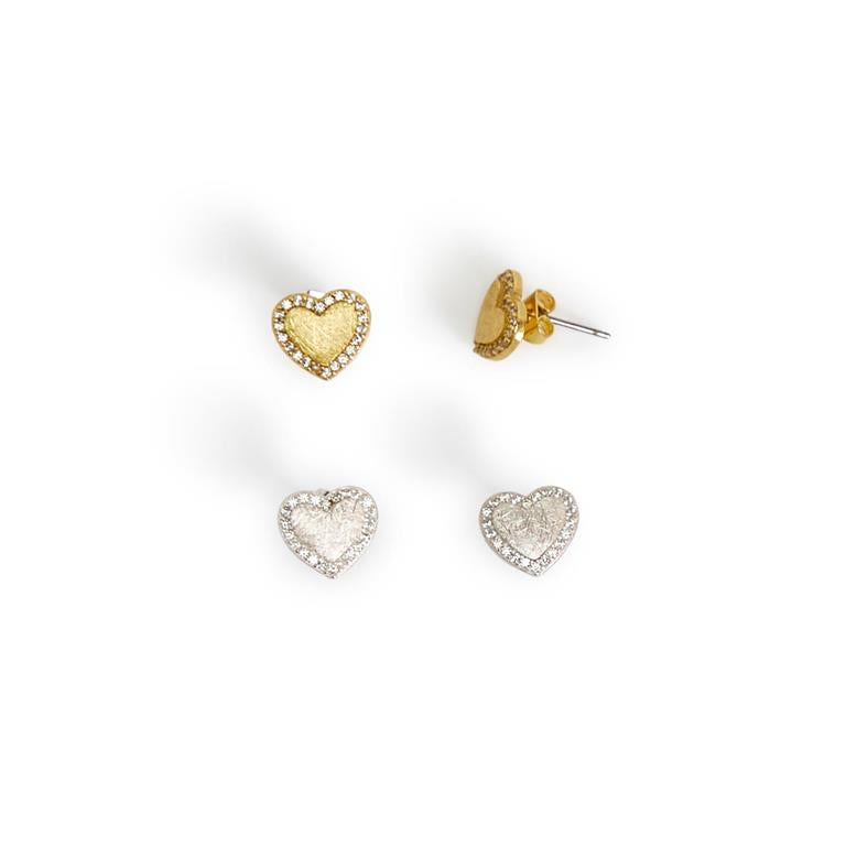 Pave Heart Stud Earrings
