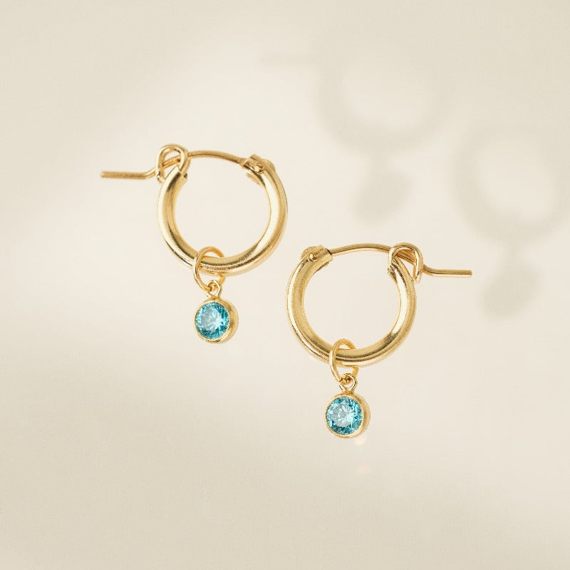 December Birthstone Gold-Filled Hoop Earrings