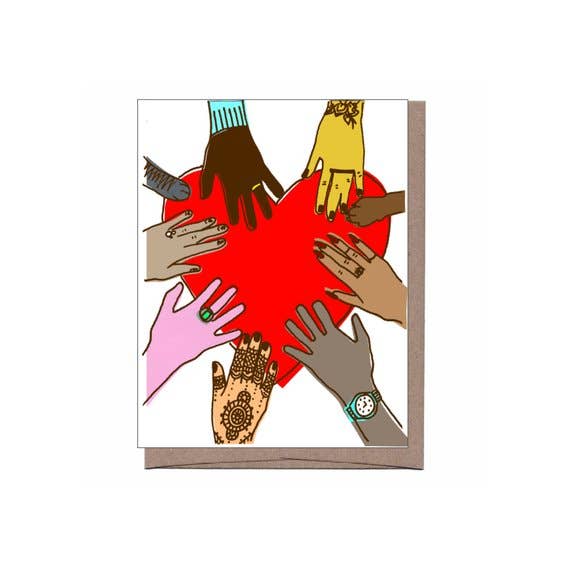 Peace, Love, Hands, Paws, Greeting Card