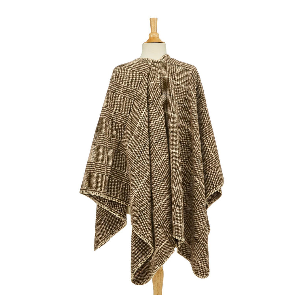 Cozy Chic Heavy Knit Riding Shawl in Neutral Color Palette and Soft Blanket Like Texture