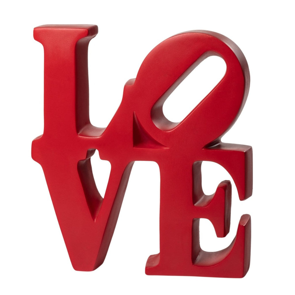 Red Love Sculpture Statue Decor in the style of Robert Indiana's famous artwork
