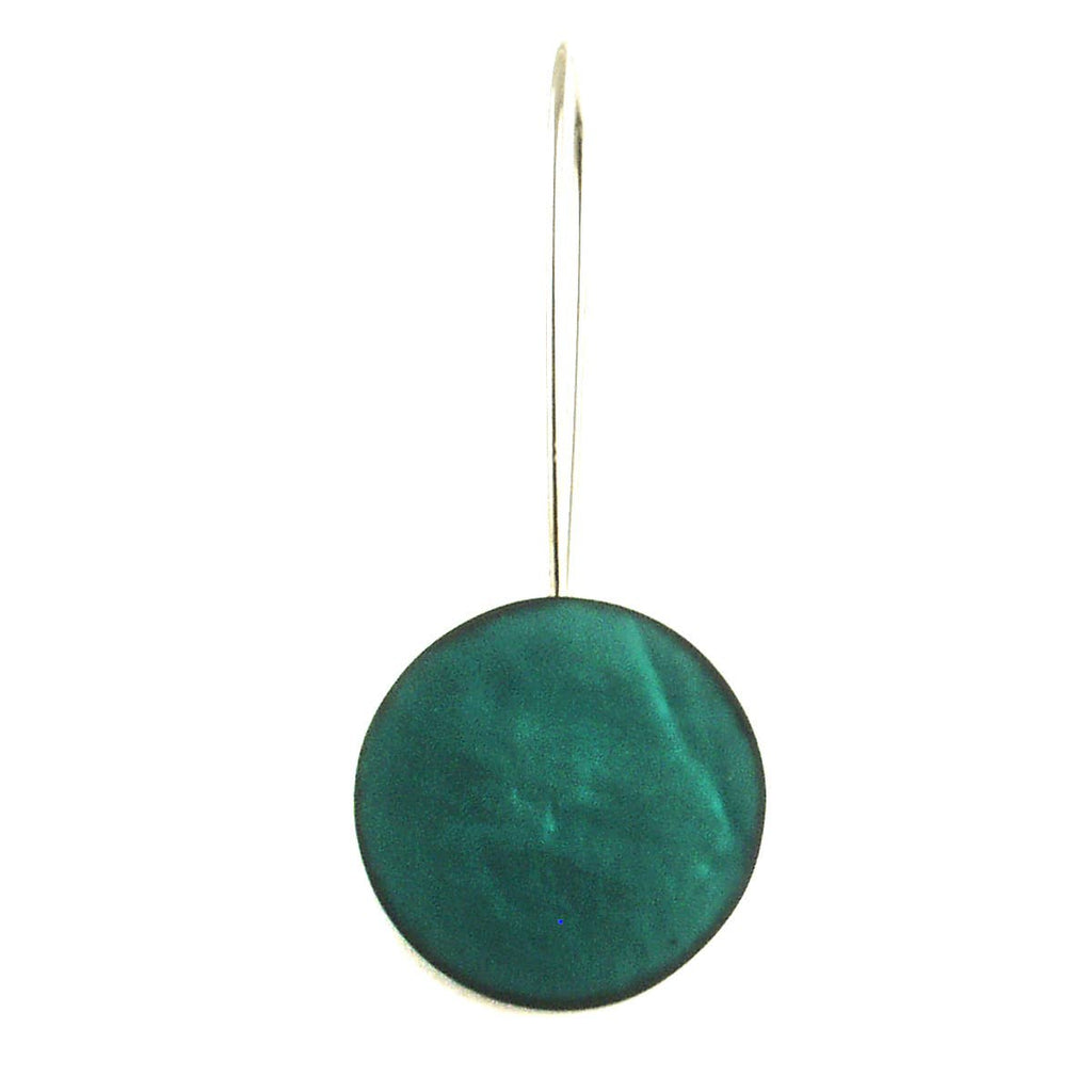 Circle Drop Resin Closed Back Earrings - Mermaid Green