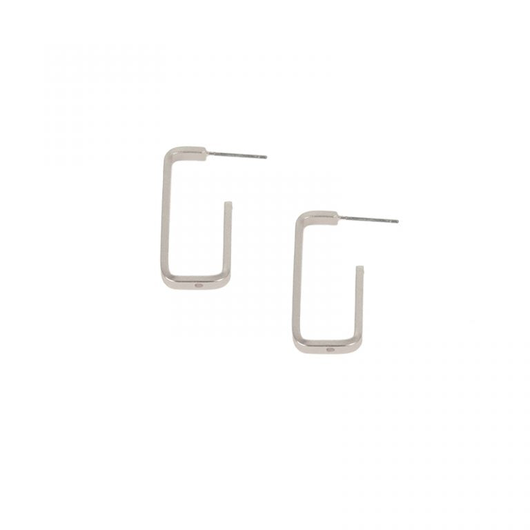 Silver Rectangle Hoop Earrings