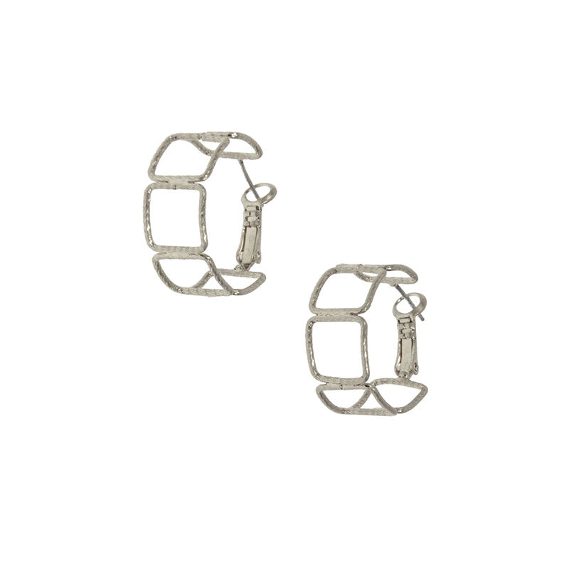 Silver Open Square Hoops
