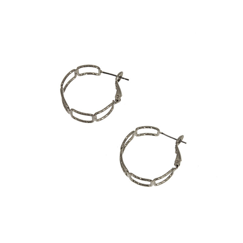 Silver Open Square Hoops
