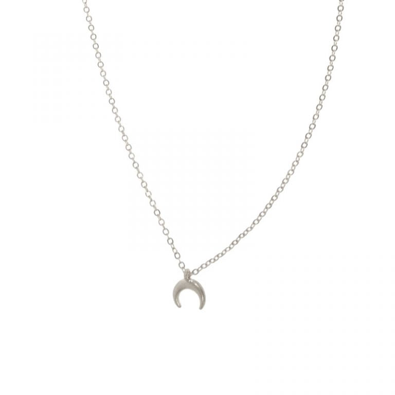 Silver Crescent Moon Pendant Necklace