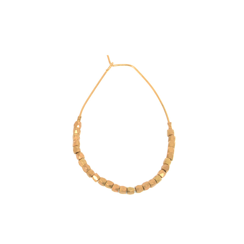 Matte Gold Teardrop Beaded Hoop Earring
