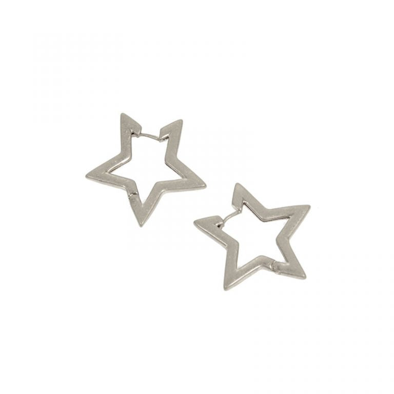 Silver Star Hoop Earrings