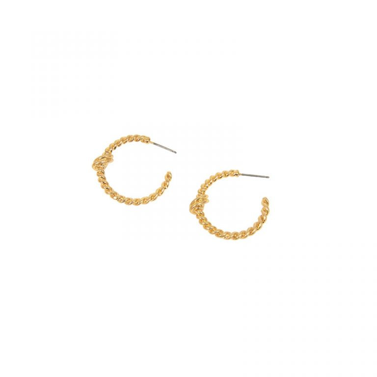 Gold Small Rope Hoop Earrings