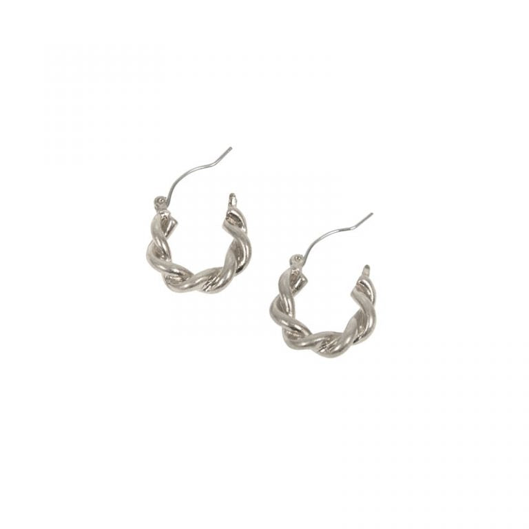 Silver Rope Small Hoop Earring - Hello World Modern Mercantile