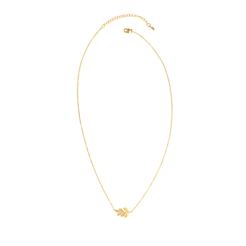 Gold Olive Branch Charm Necklace