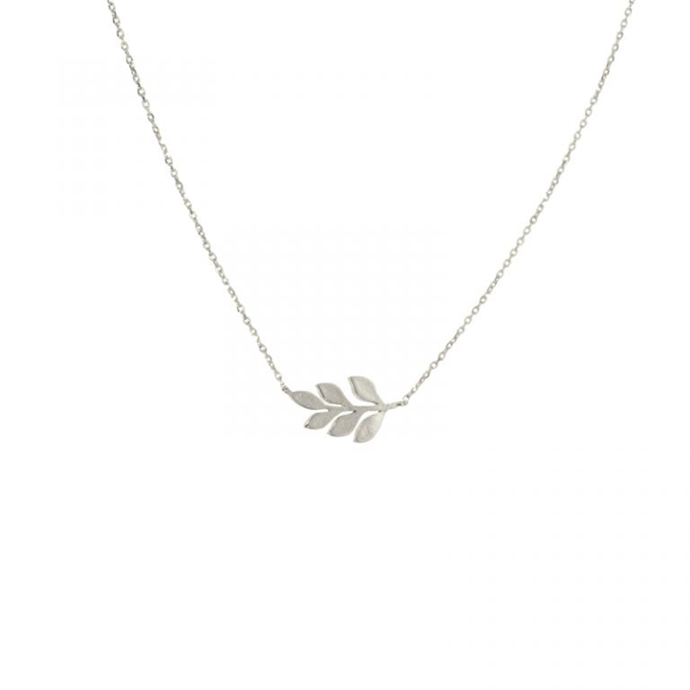 Silver Olive Branch Charm Necklace