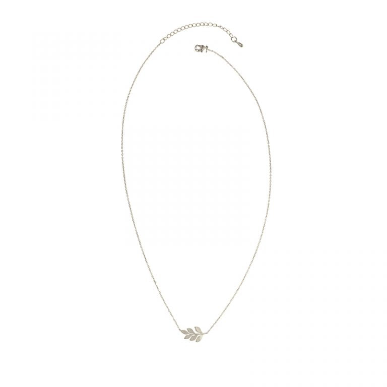 Silver Olive Branch Charm Necklace