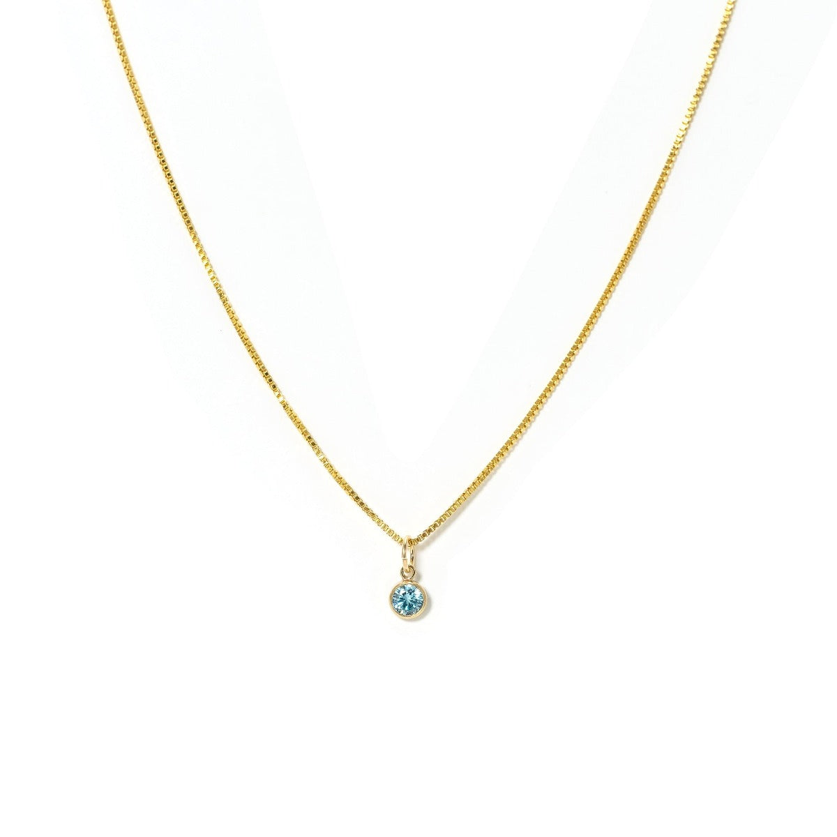 March Birthstone Gold-Filled Charm Necklace
