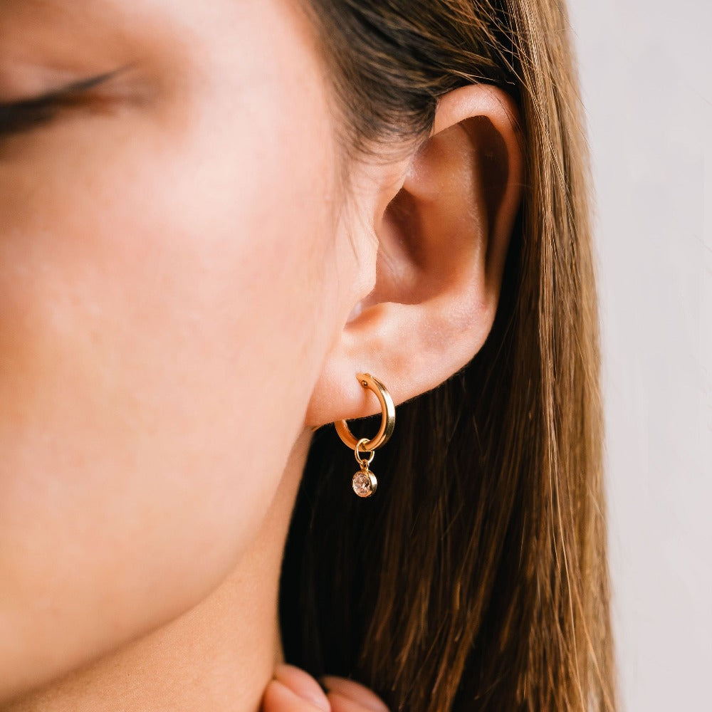 August Birthstone Gold-Filled Hoop Earrings Lifestyle
