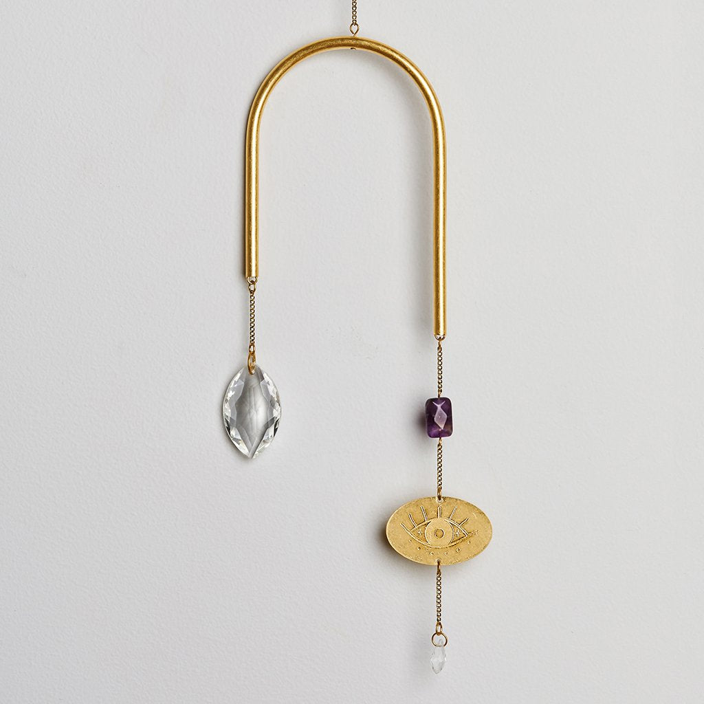 Crystal Suncatcher - Evil Eye + Amethyst