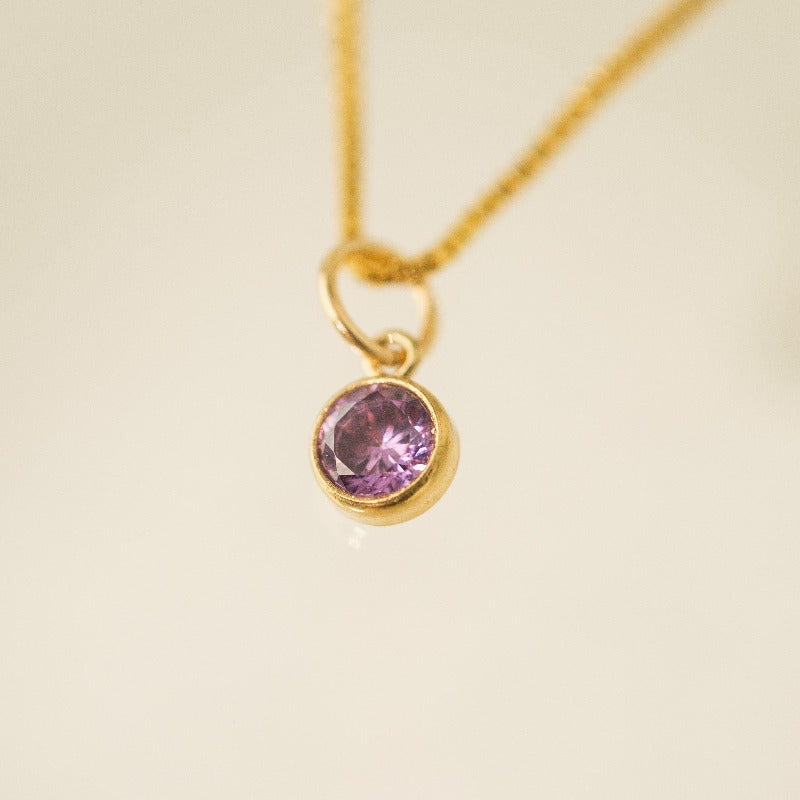 June Birthstone Gold-Filled Charm Necklace