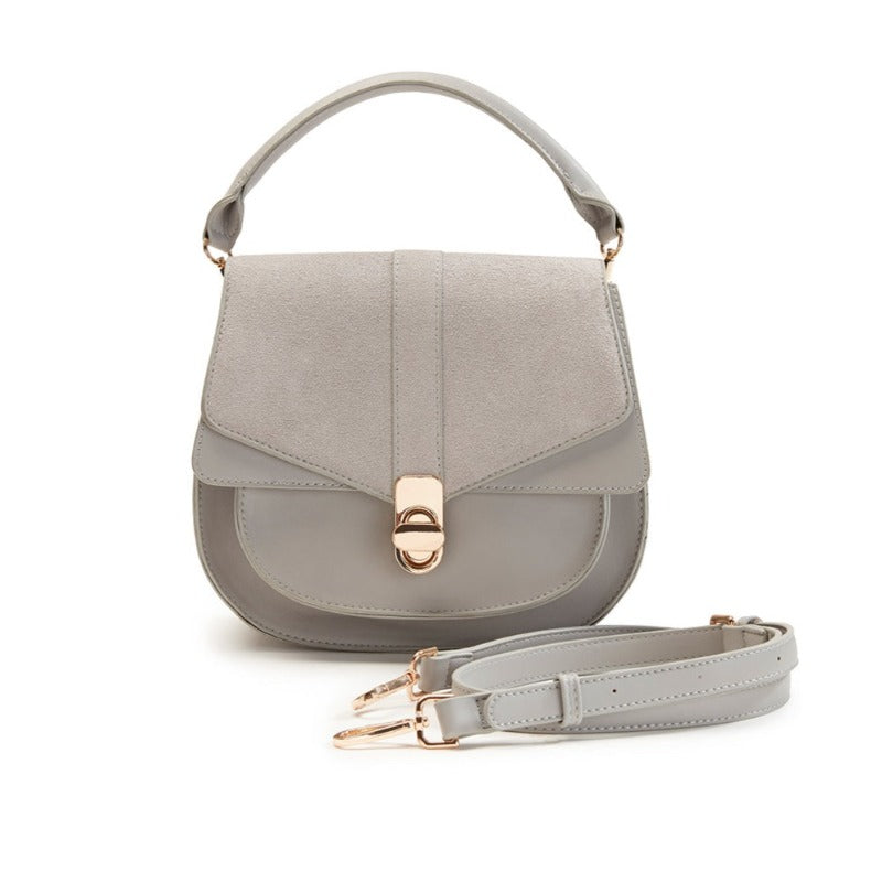Grey - Genuine Leather Saddle Bag