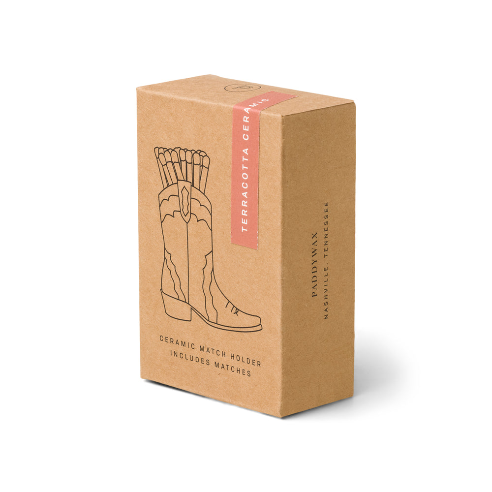 Ceramic Cowboy Boot Match Holder Terracotta Box