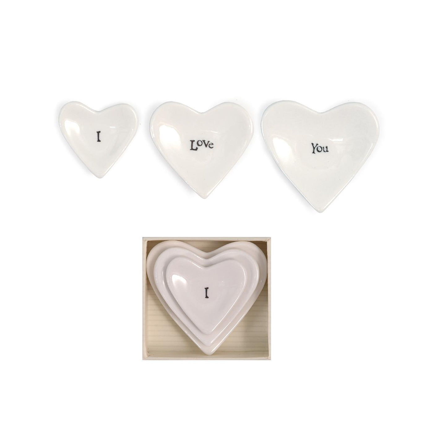 Porcelain I Love You Stackable Heart Dish Set