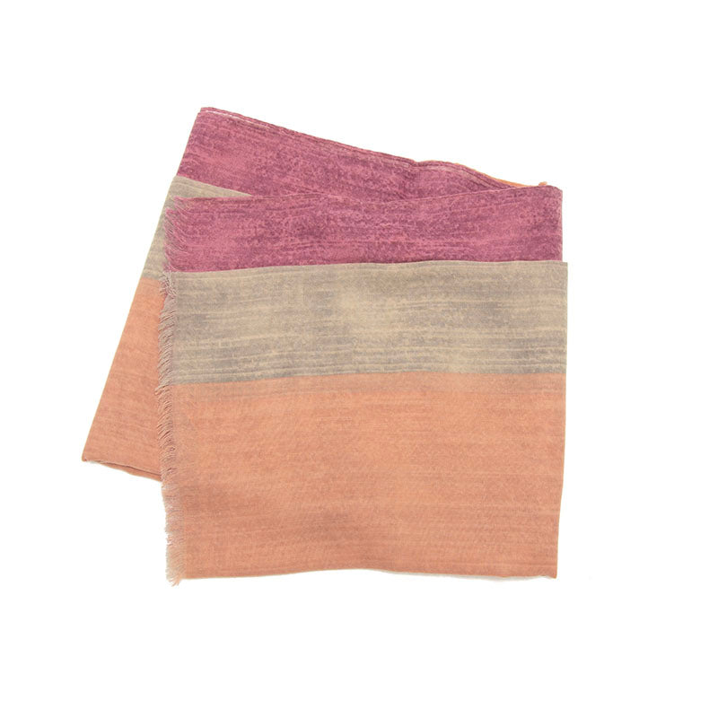 Raspberry Pink Cream Peach Stripe Scarf
