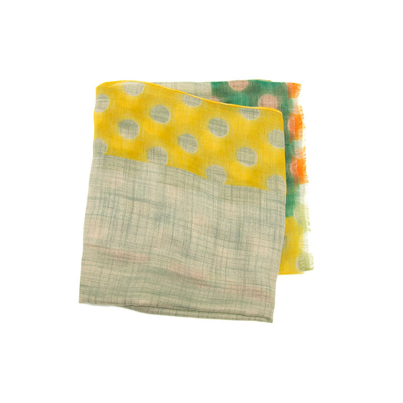 Brushed Big Polka Dot Long Scarf Green