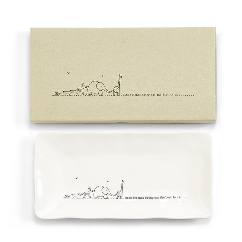 Porcelain trinket dish and matching gift box - Good friends bring out the best in us...